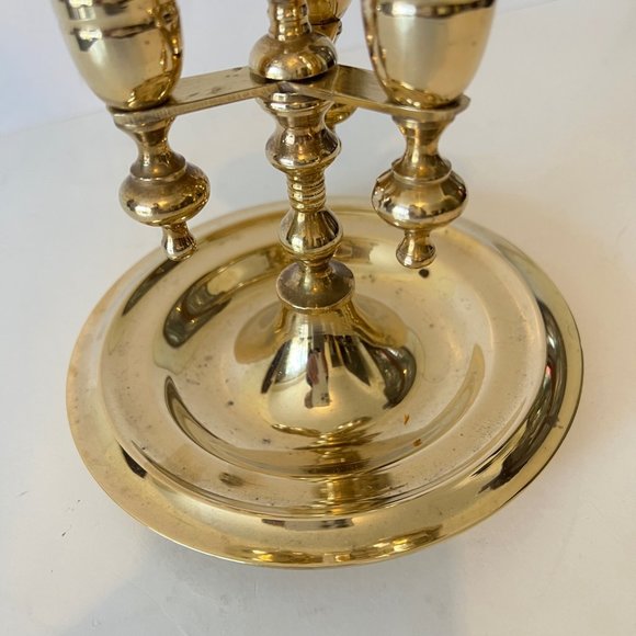 Vintage MCM Heavy Solid Brass Candelabra -m3 Candleholders and drip Tray - Picture 14 of 15